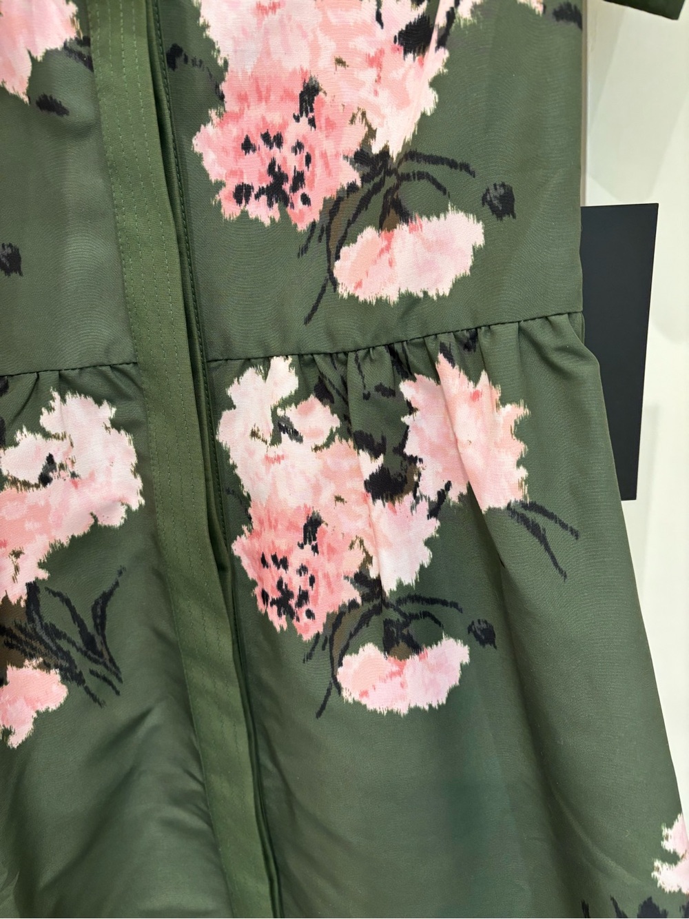 Tuckernuck Chloe Green Wrap Belted Dress in the Olive and Pressed Powder Floral - Picture 6 of 9